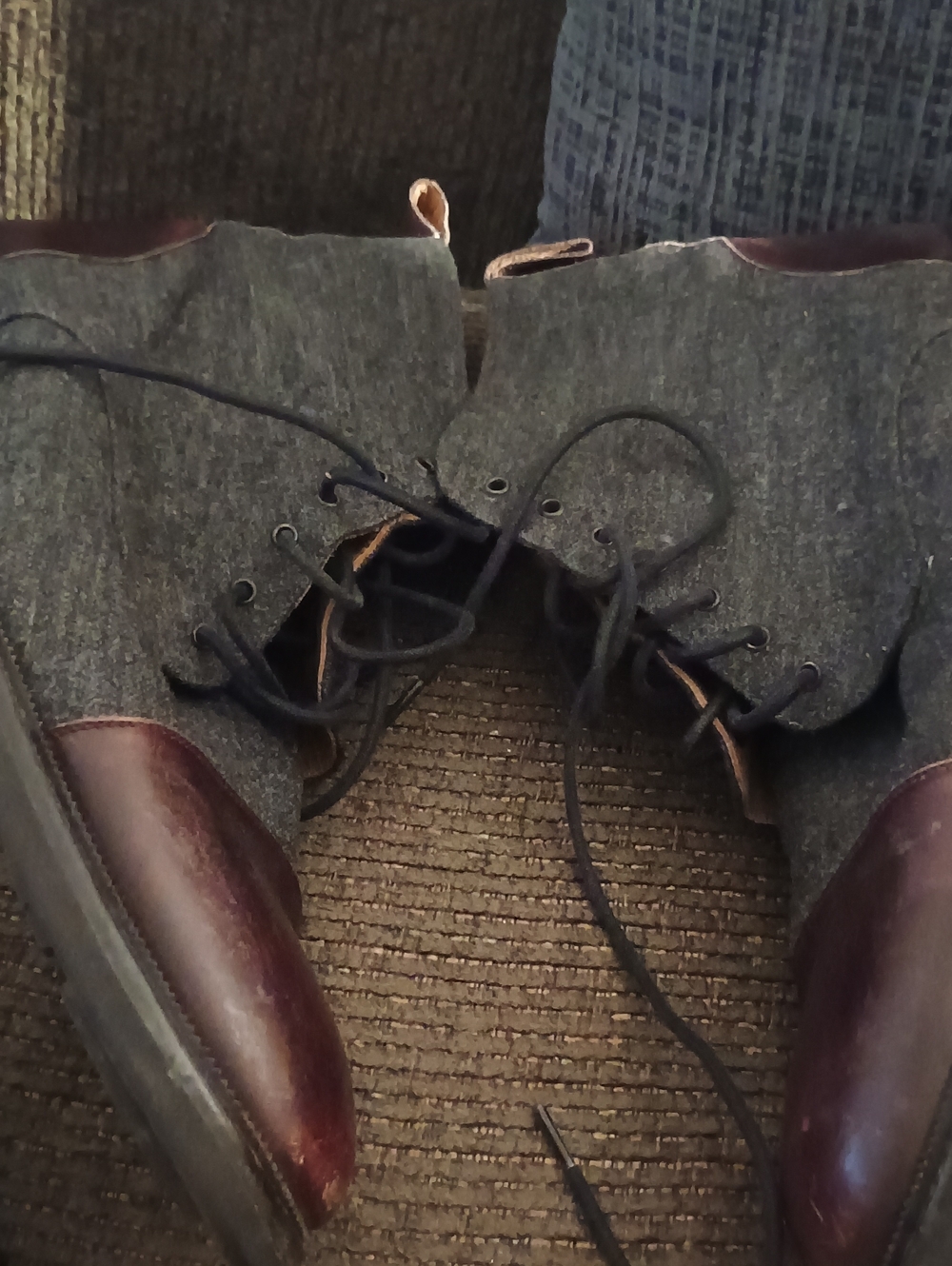 Men's Two-Tone Gray and Burgundy Lace-Up Dress Boots (286) 48 15